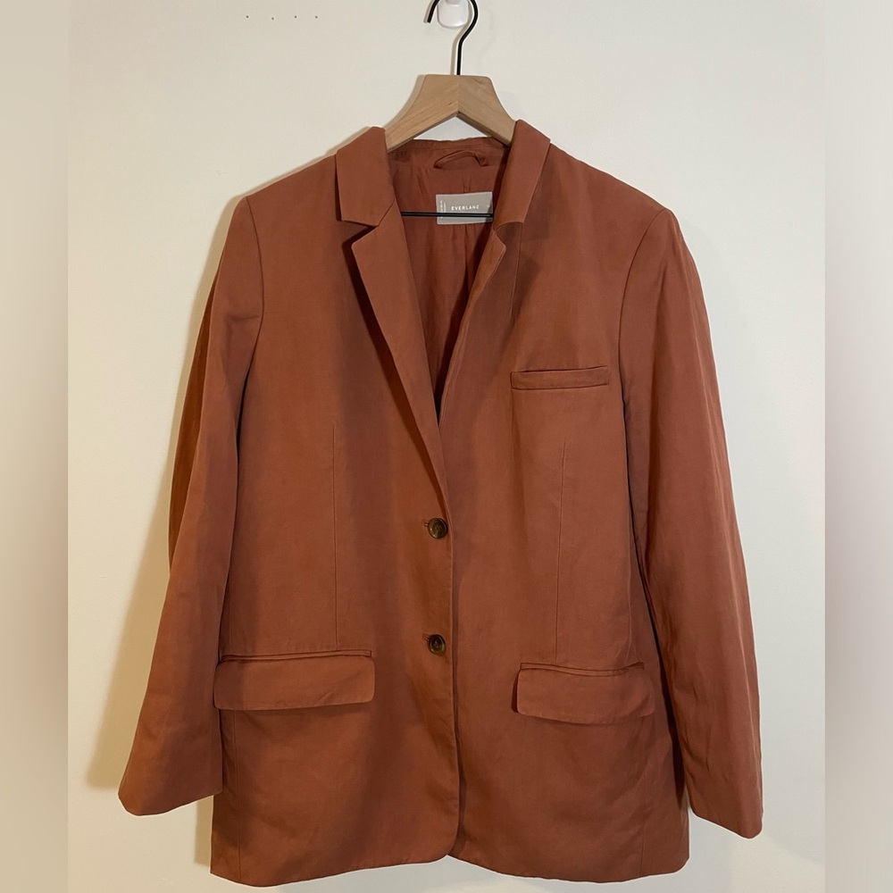 Everlane The Cotton-Linen Blazer Soft Rust Women’s Size 16 Soft Rust Color - Picture 2 of 10